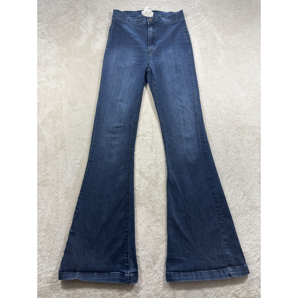 Altar'd State High Rise Flare Blue Denim Jeans 27/5 Meas: 27x33